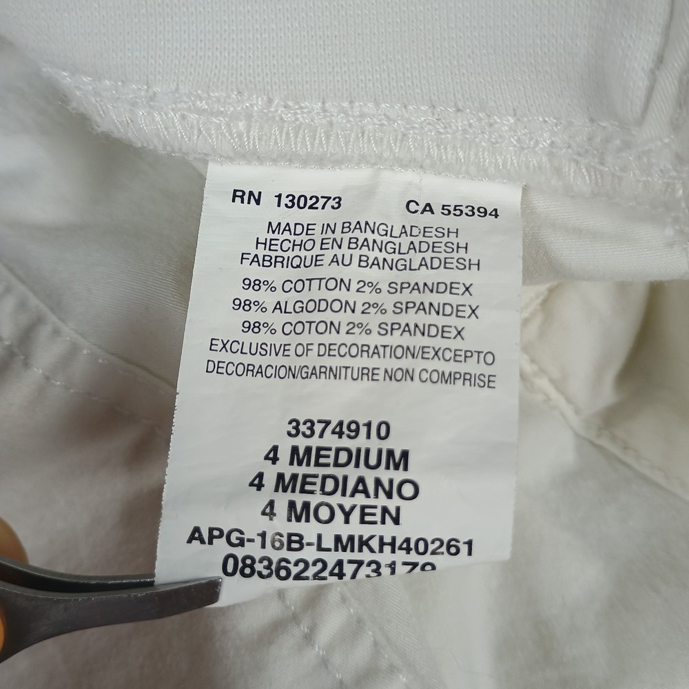 Lee Relaxed Fit White Capri Pants Womens Size 4 Stretch Casual Crop - Picture 4 of 9